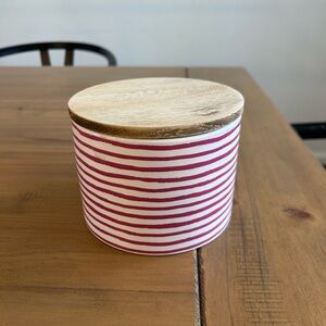 Target Striped Ceramic Canister with Wood Lid - Pink and White